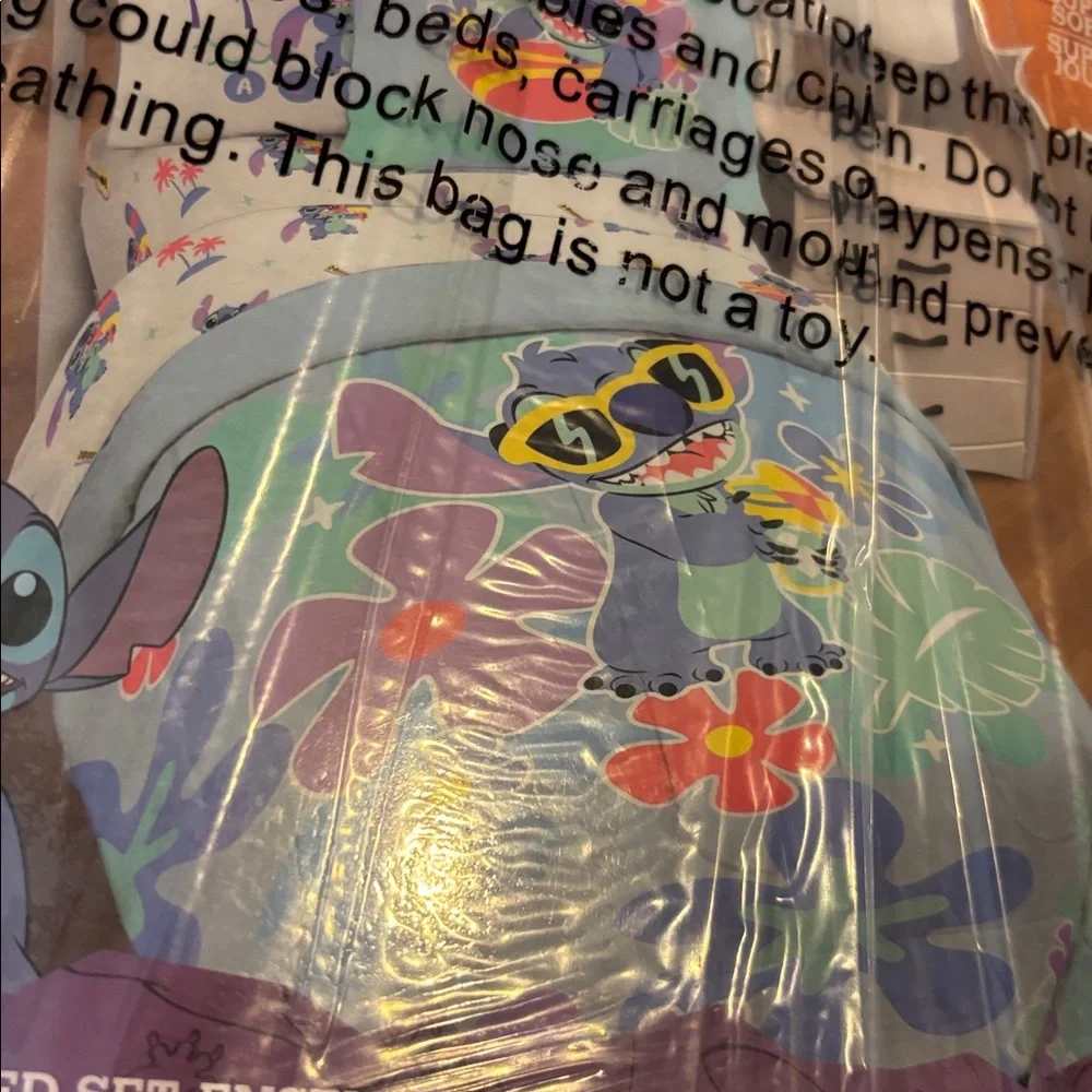Disney Stitch Blue and Purple Twin Bedding Set NWT
